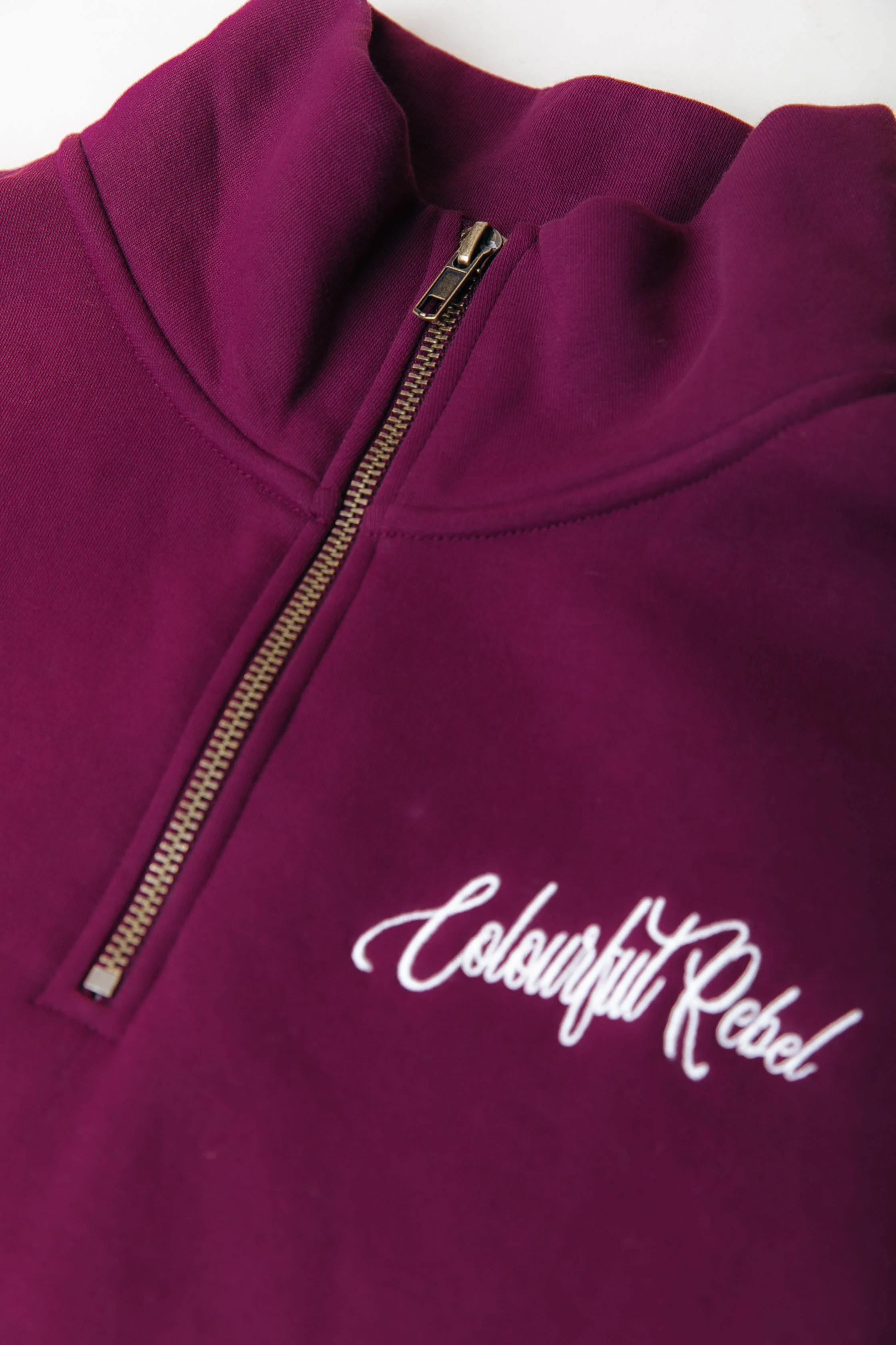 Striped Cuff Zip Sweat | Merlot Red - Image 5