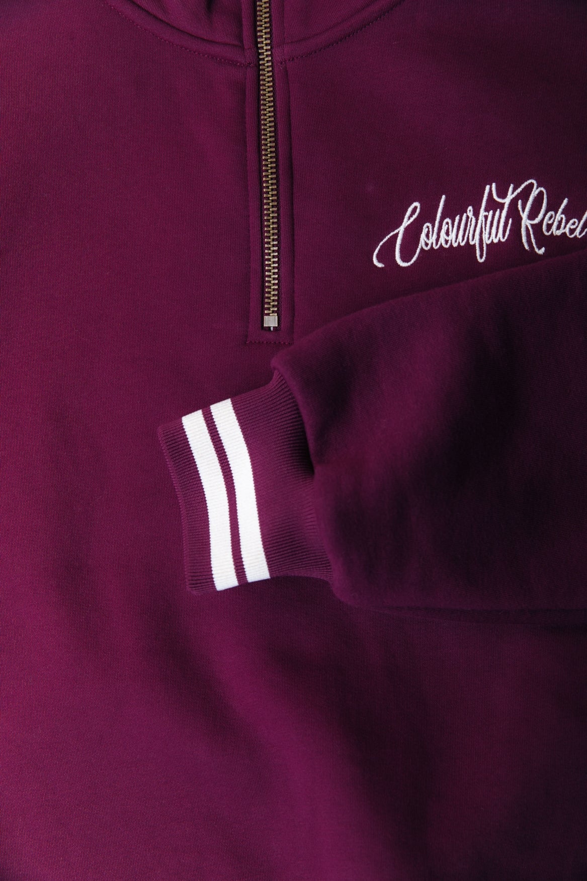 Striped Cuff Zip Sweat | Merlot Red - Image 6