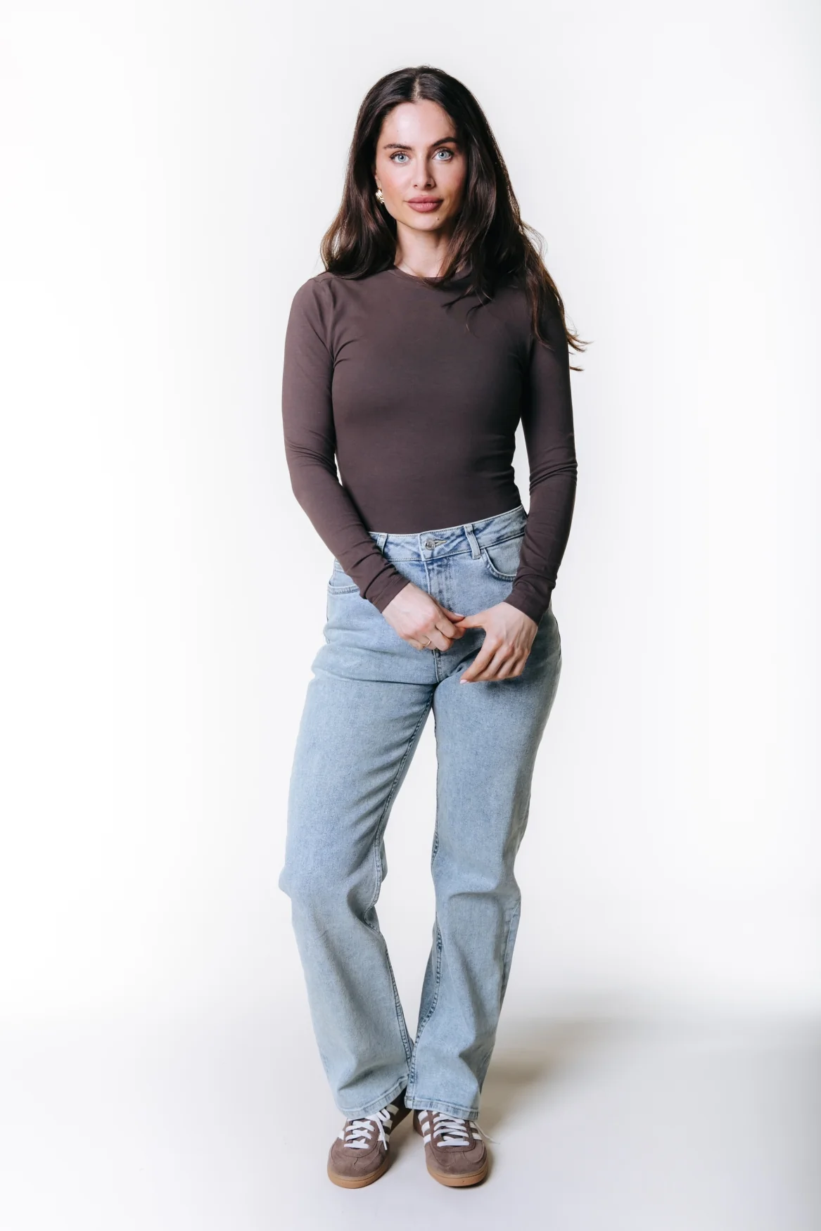 Fitted Longsleeve Top | Brown - Image 2