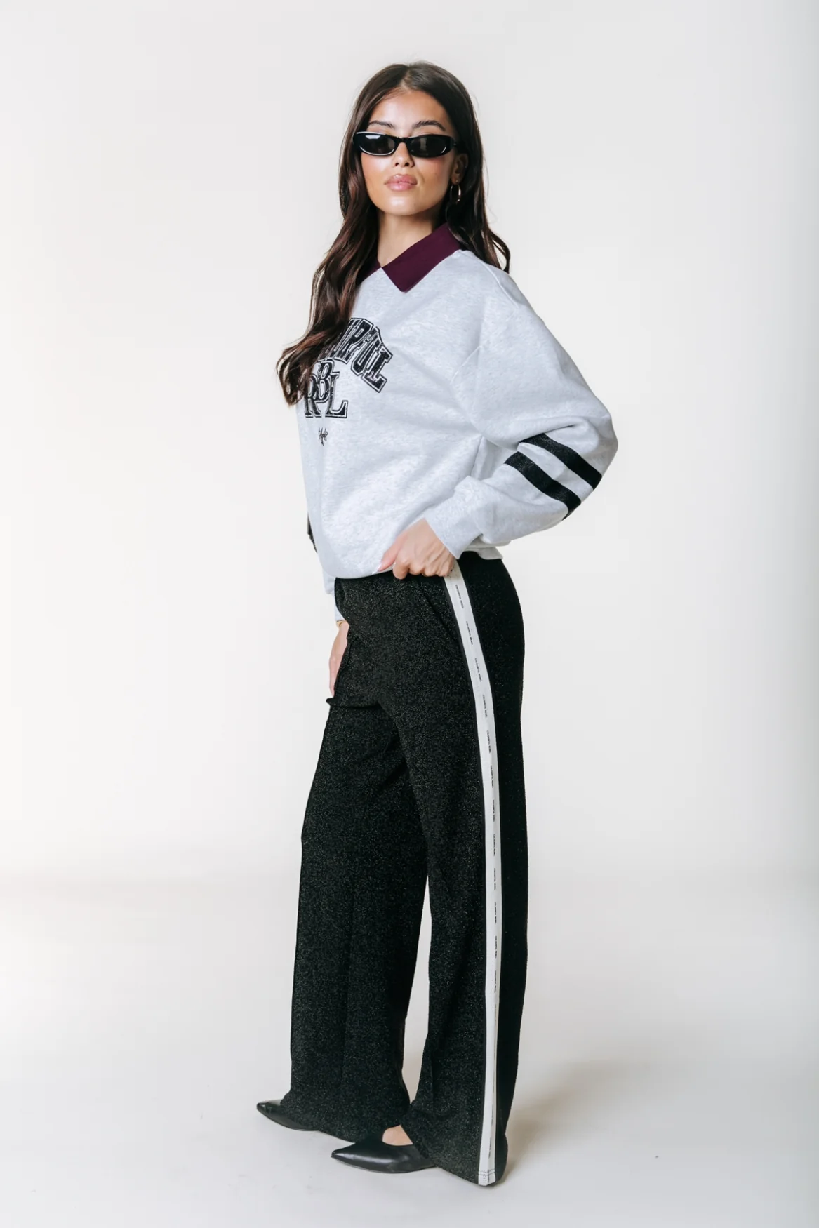 Vella Lurex Sport Pants | Black