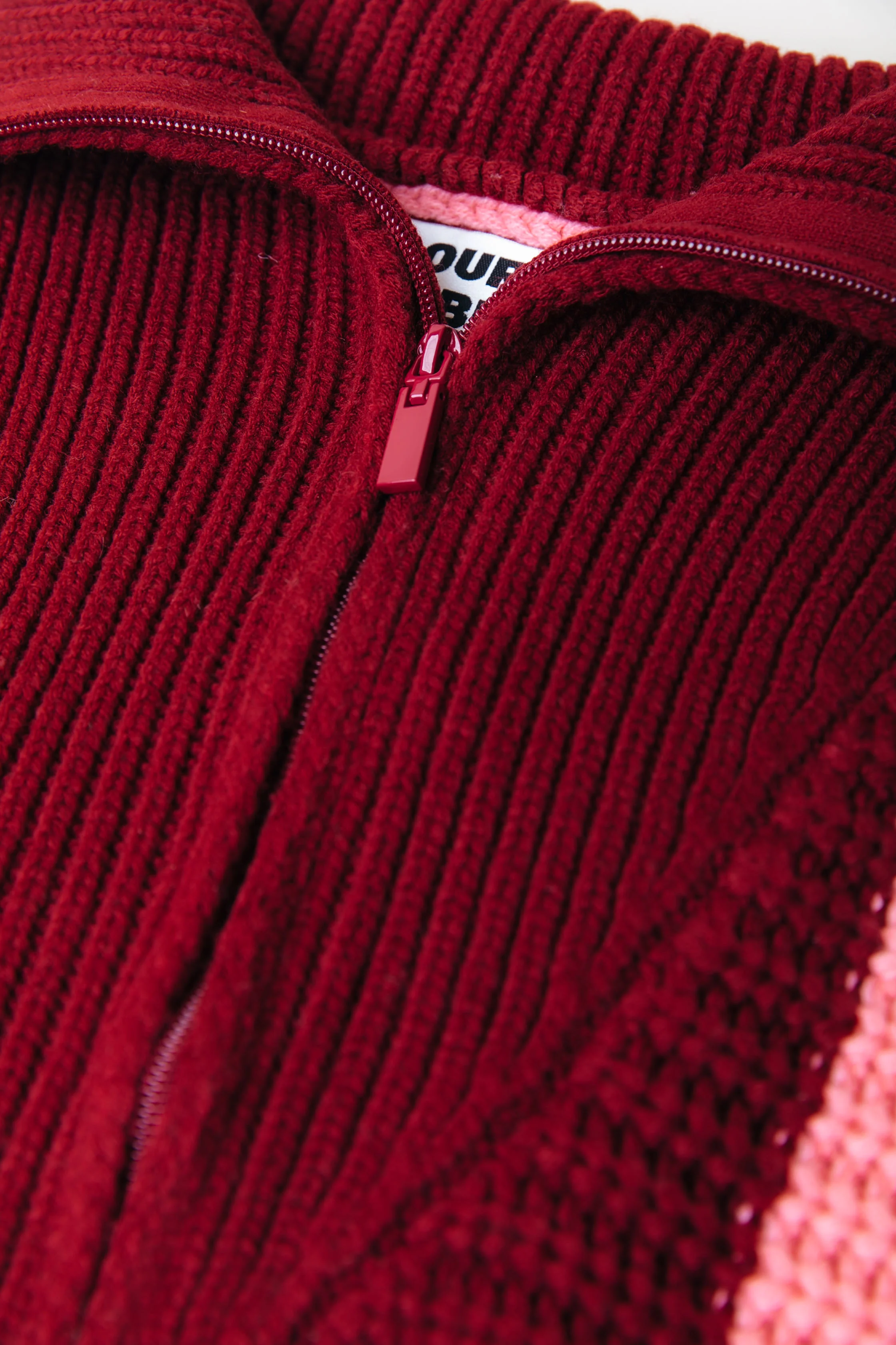 Yfke Stripe Zip Knit | Pink / Red - Image 3