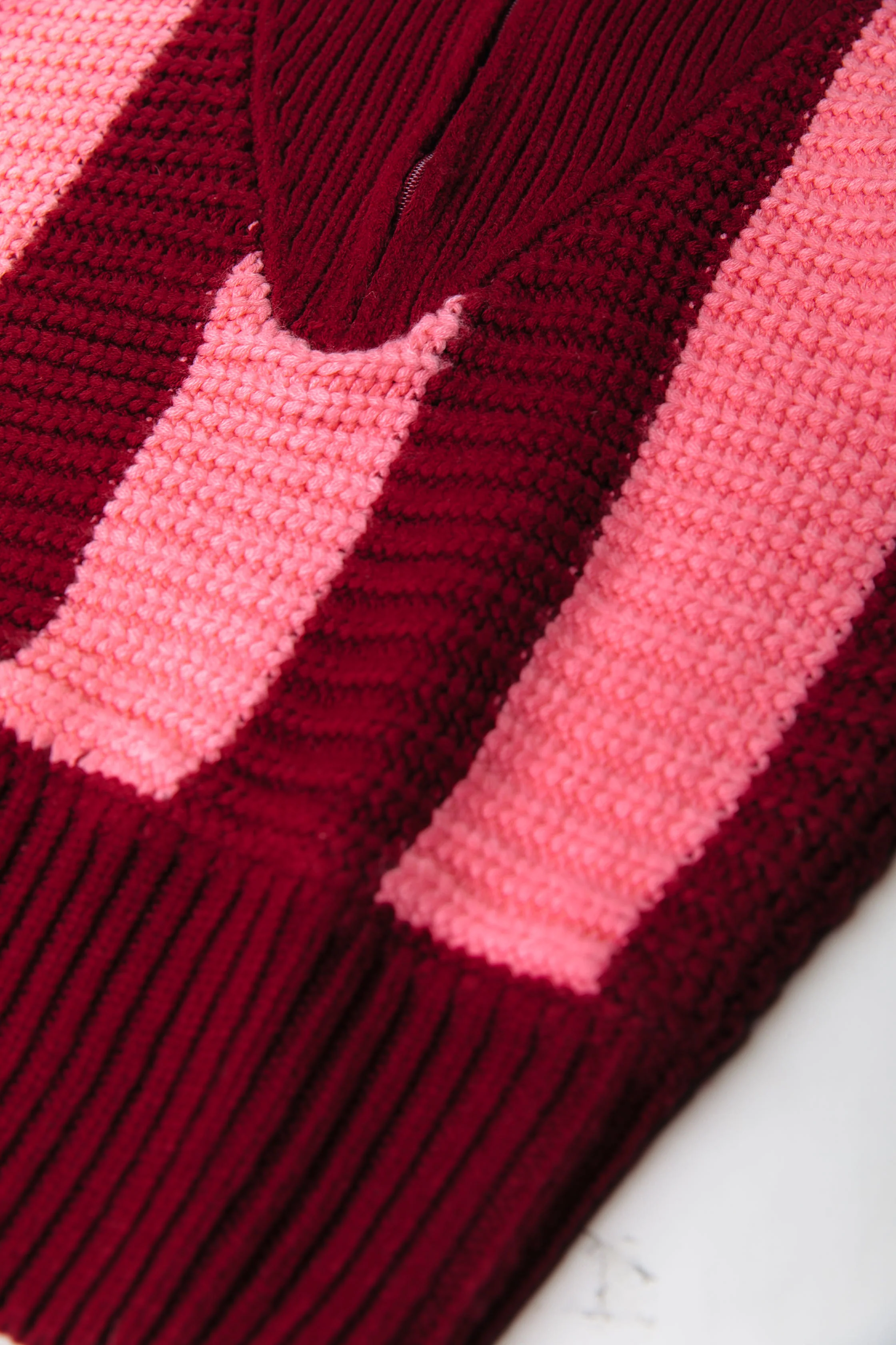 Yfke Stripe Zip Knit | Pink / Red - Image 4